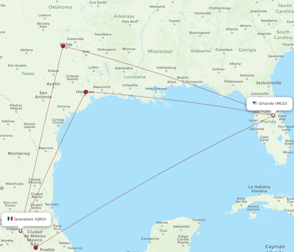 QRO-MCO flight routes