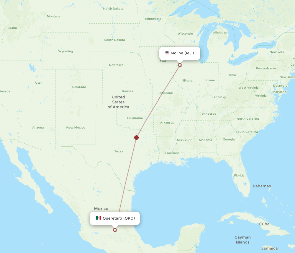 QRO to MLI flights and routes map