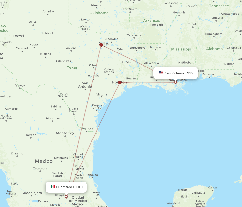 QRO-MSY flight routes