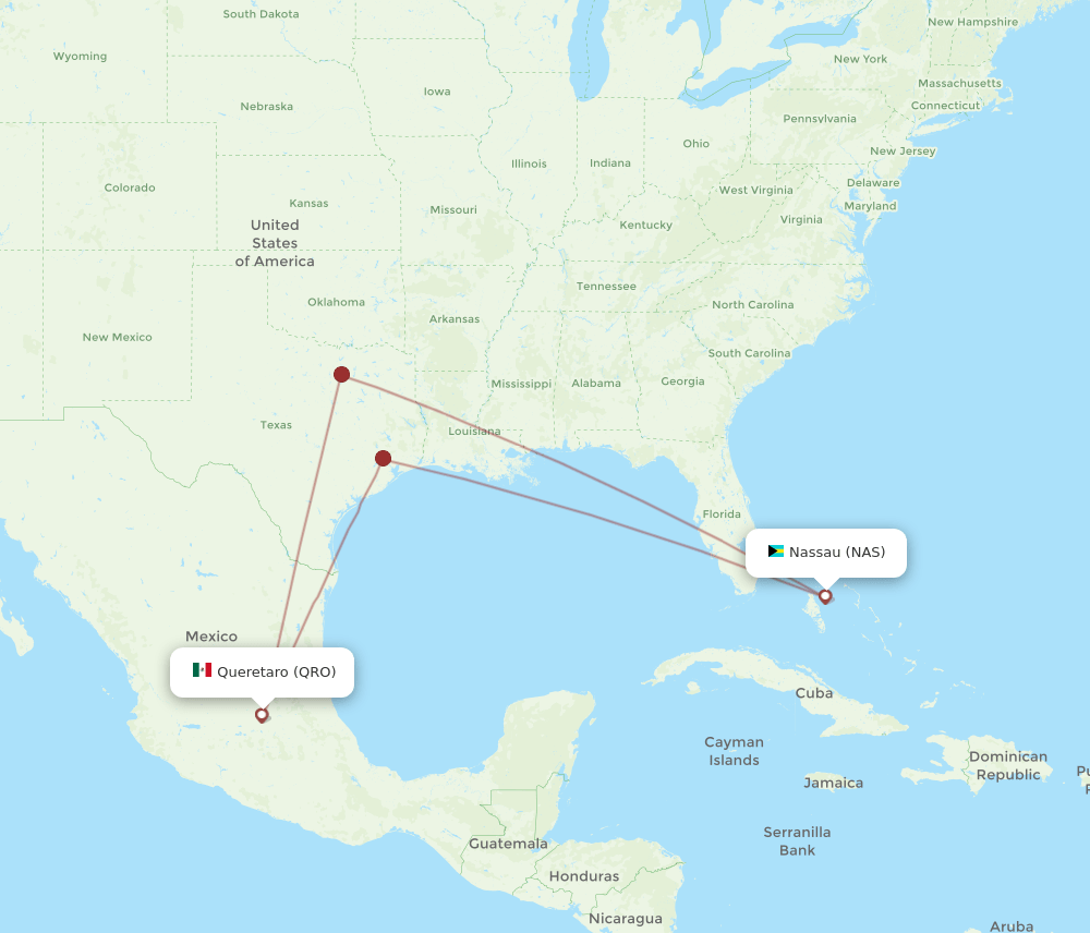 QRO to NAS flights and routes map