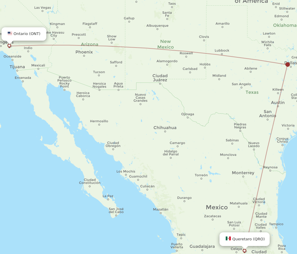 QRO-ONT flight routes
