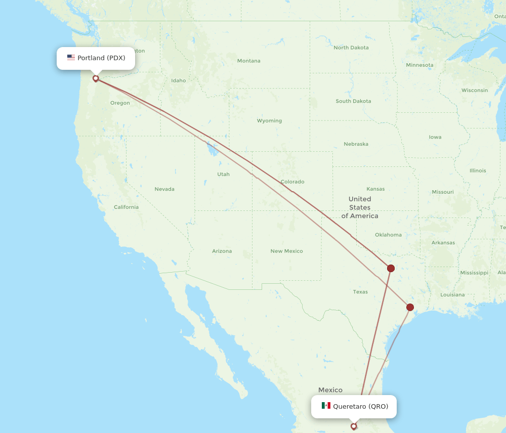 QRO-PDX flight routes