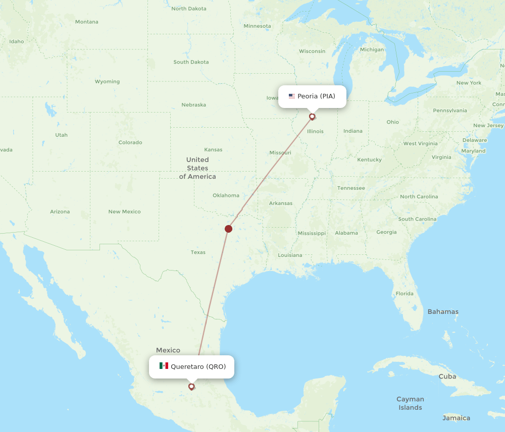 QRO to PIA flights and routes map