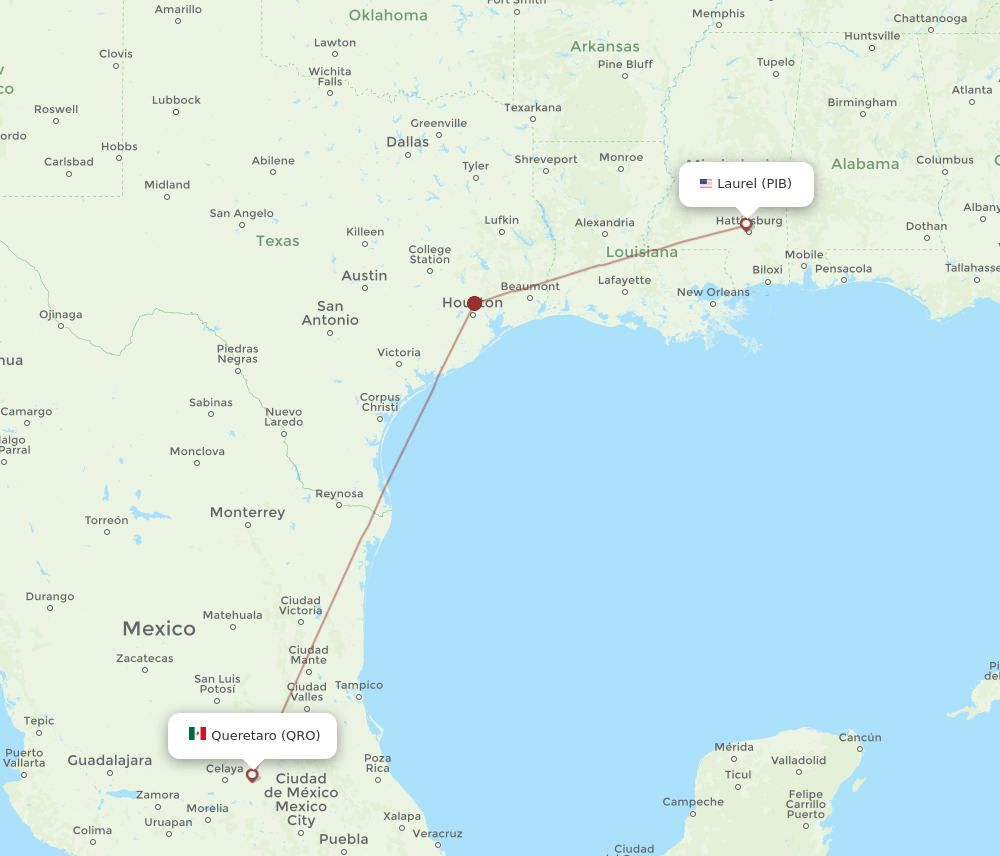 QRO-PIB flight routes