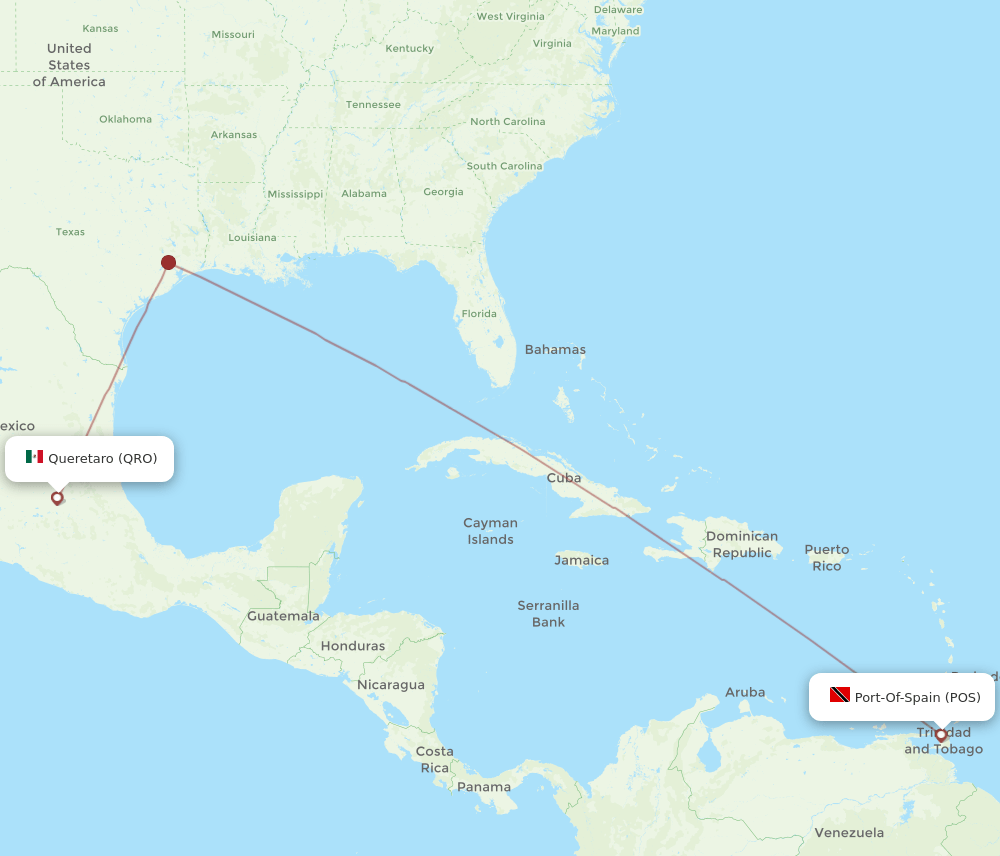 QRO-POS flight routes