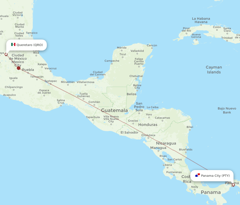 QRO-PTY flight routes