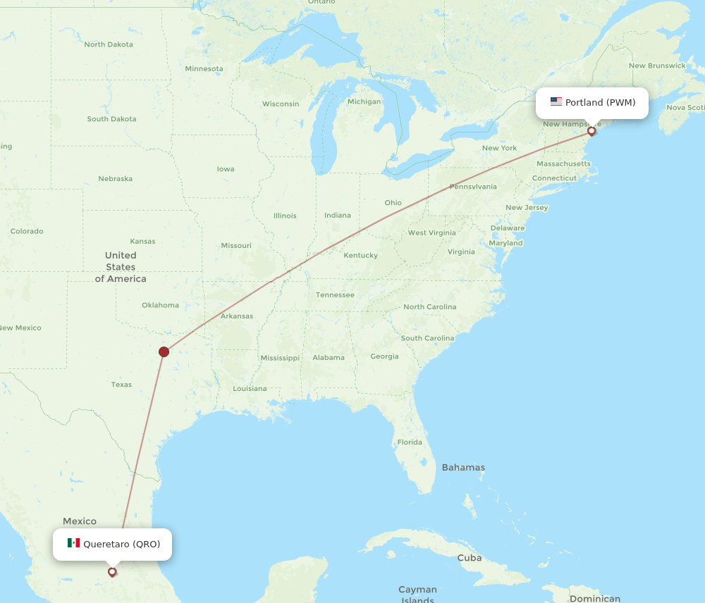 QRO to PWM flights and routes map