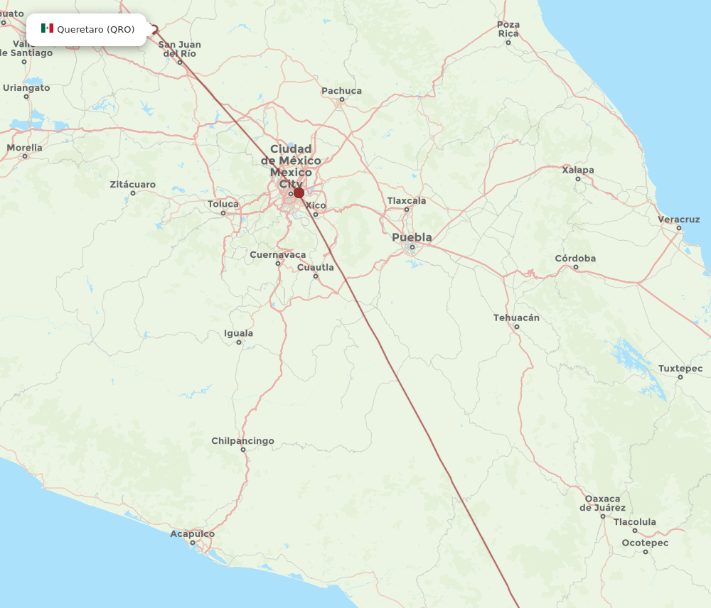 QRO to PXM flights and routes map