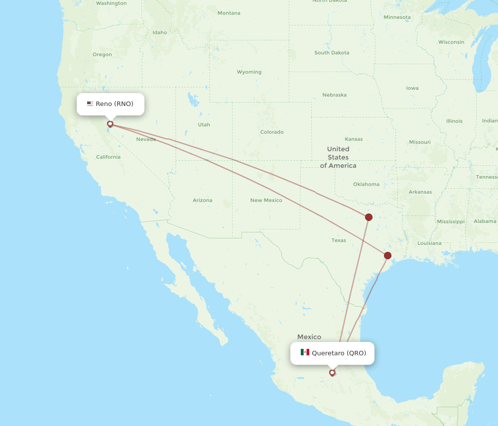 QRO-RNO flight routes