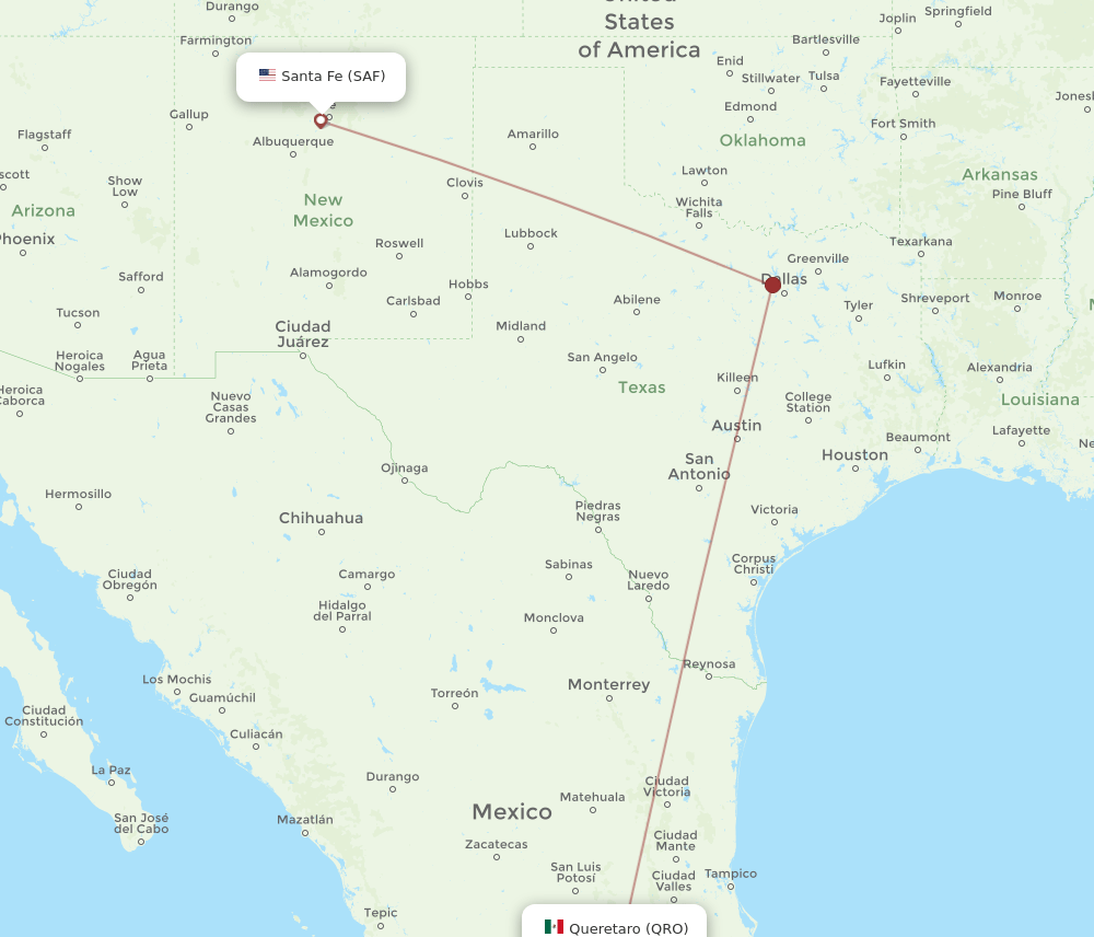 QRO to SAF flights and routes map