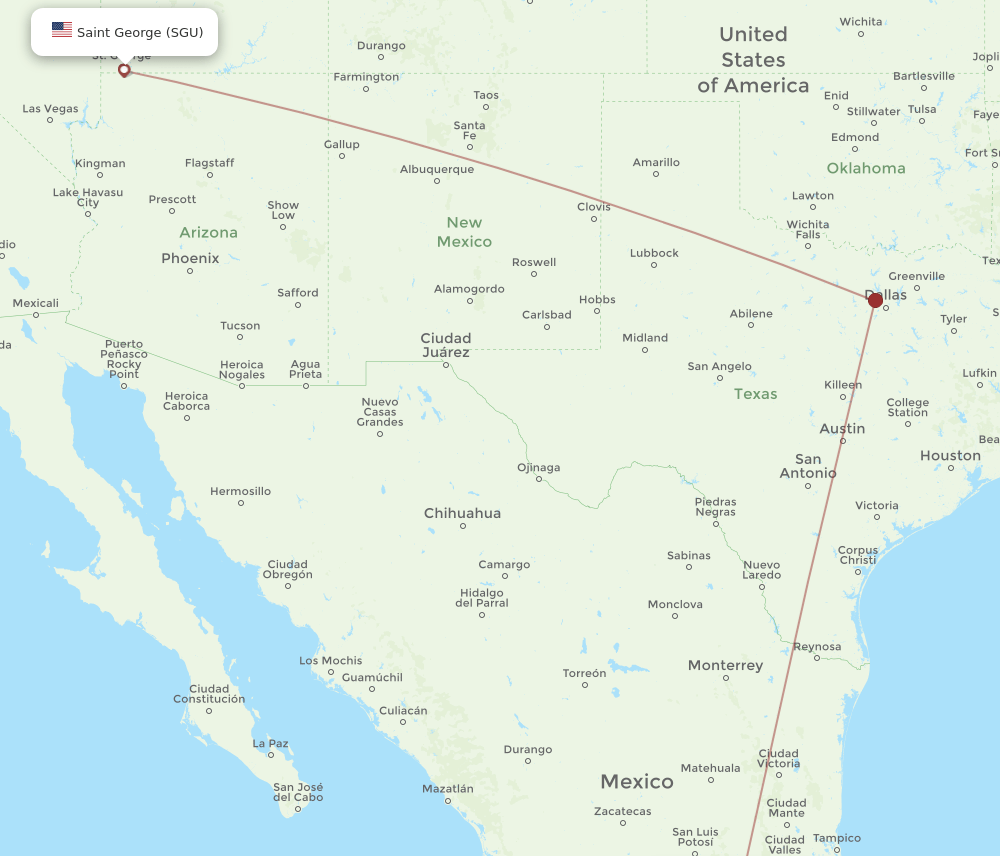 QRO to SGU flights and routes map