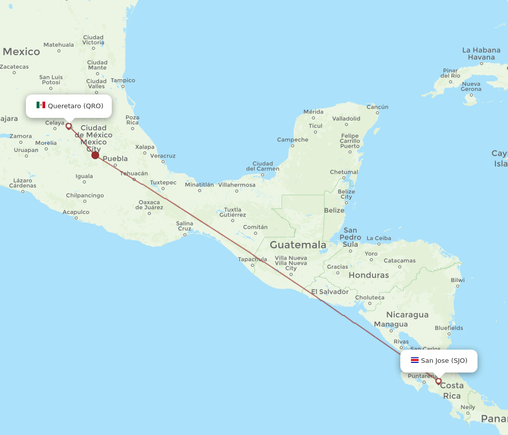 QRO-SJO flight routes