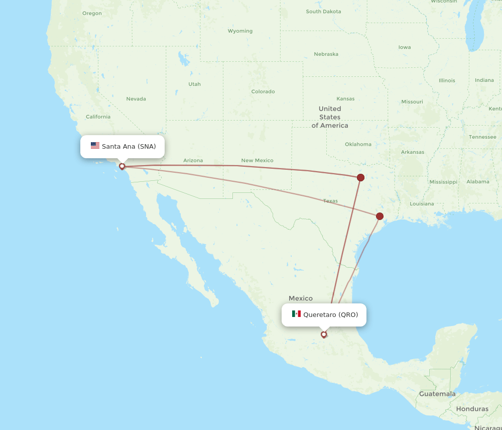 QRO-SNA flight routes
