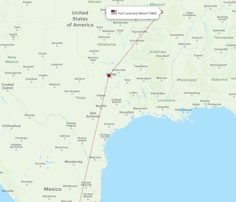 QRO-TBN flight routes