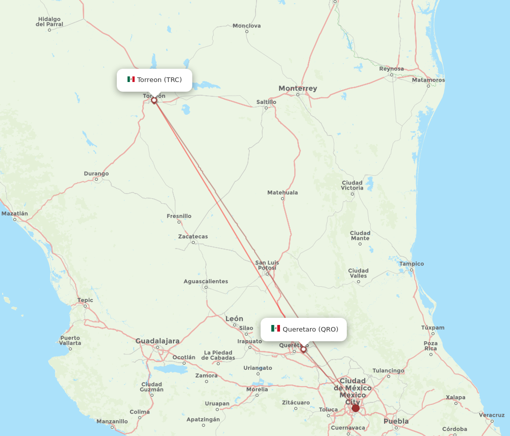QRO to TRC flights and routes map