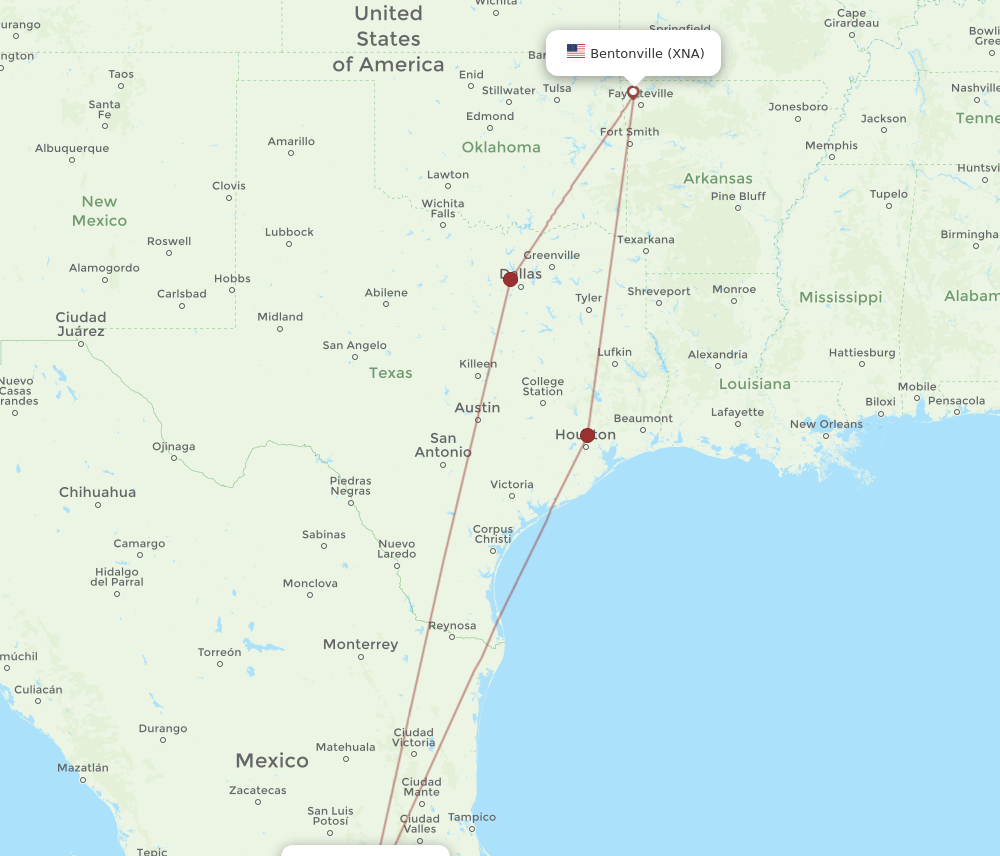 QRO-XNA flight routes