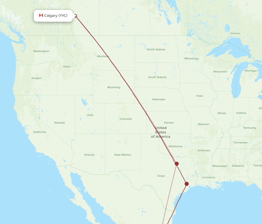 QRO-YYC flight routes