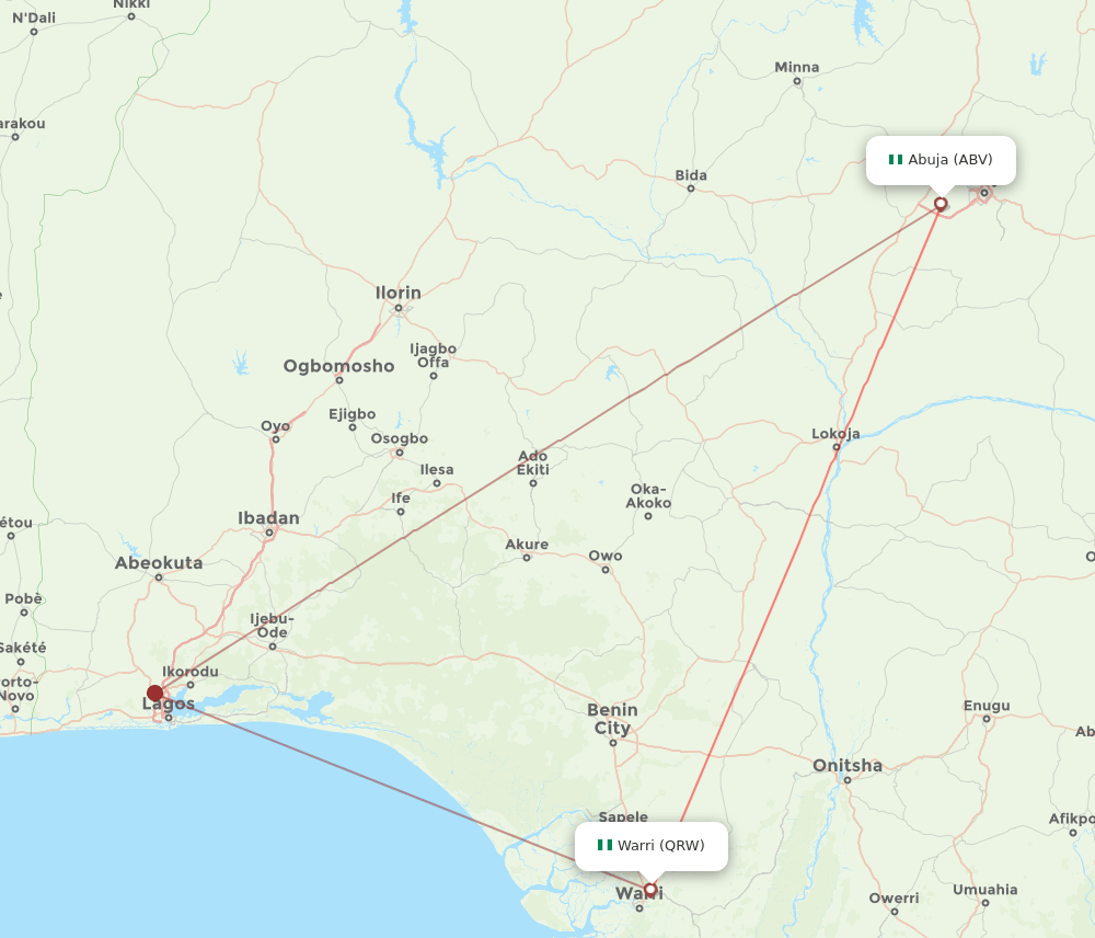 QRW-ABV flight routes