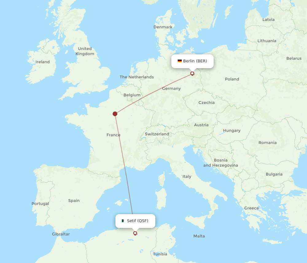 QSF-BER flight routes