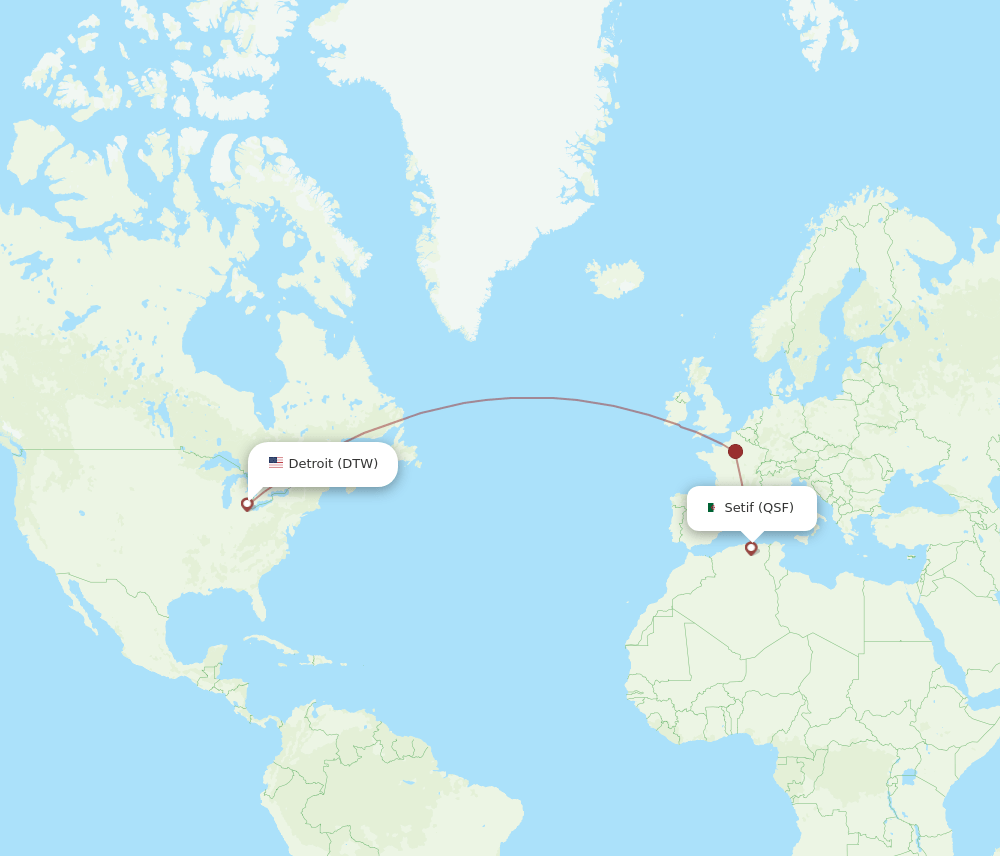 QSF-DTW flight routes