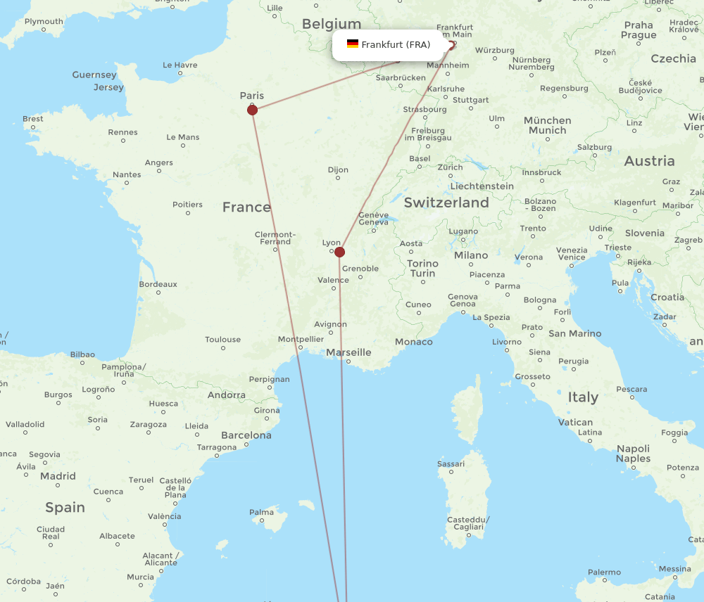 QSF-FRA flight routes
