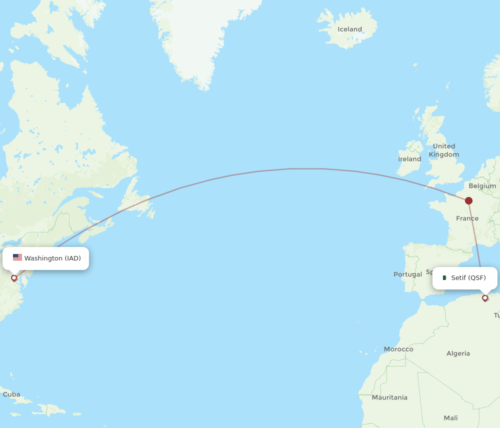QSF-IAD flight routes
