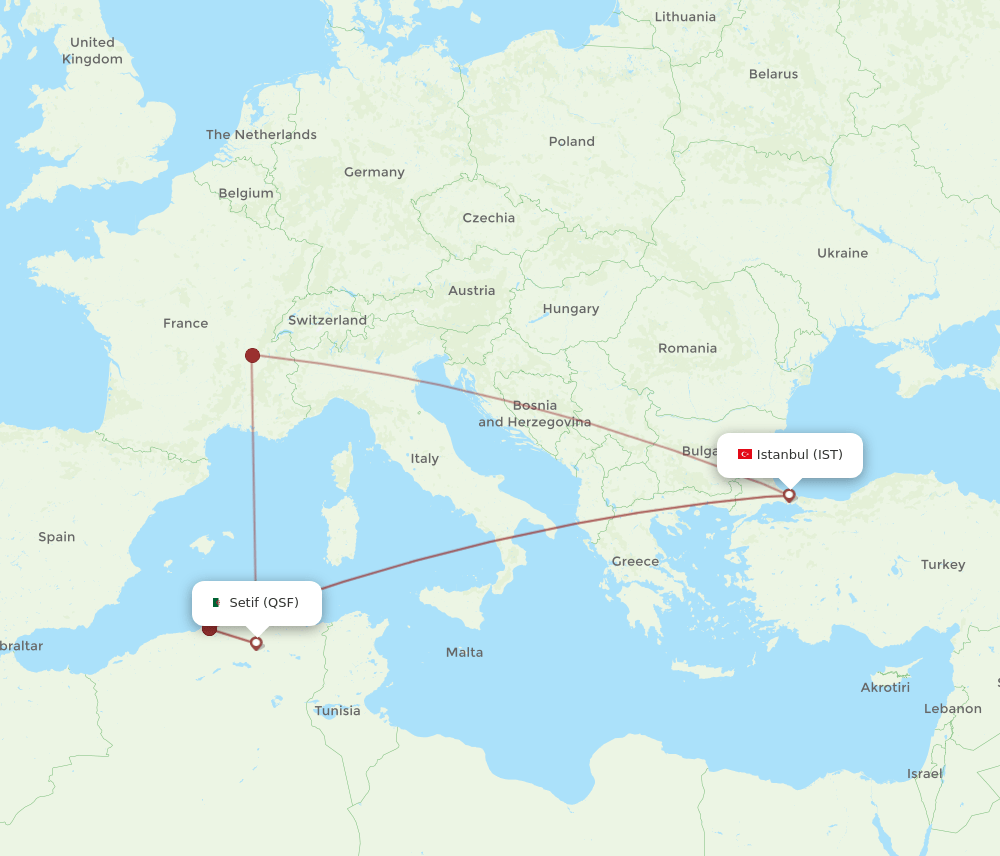 QSF-IST flight routes
