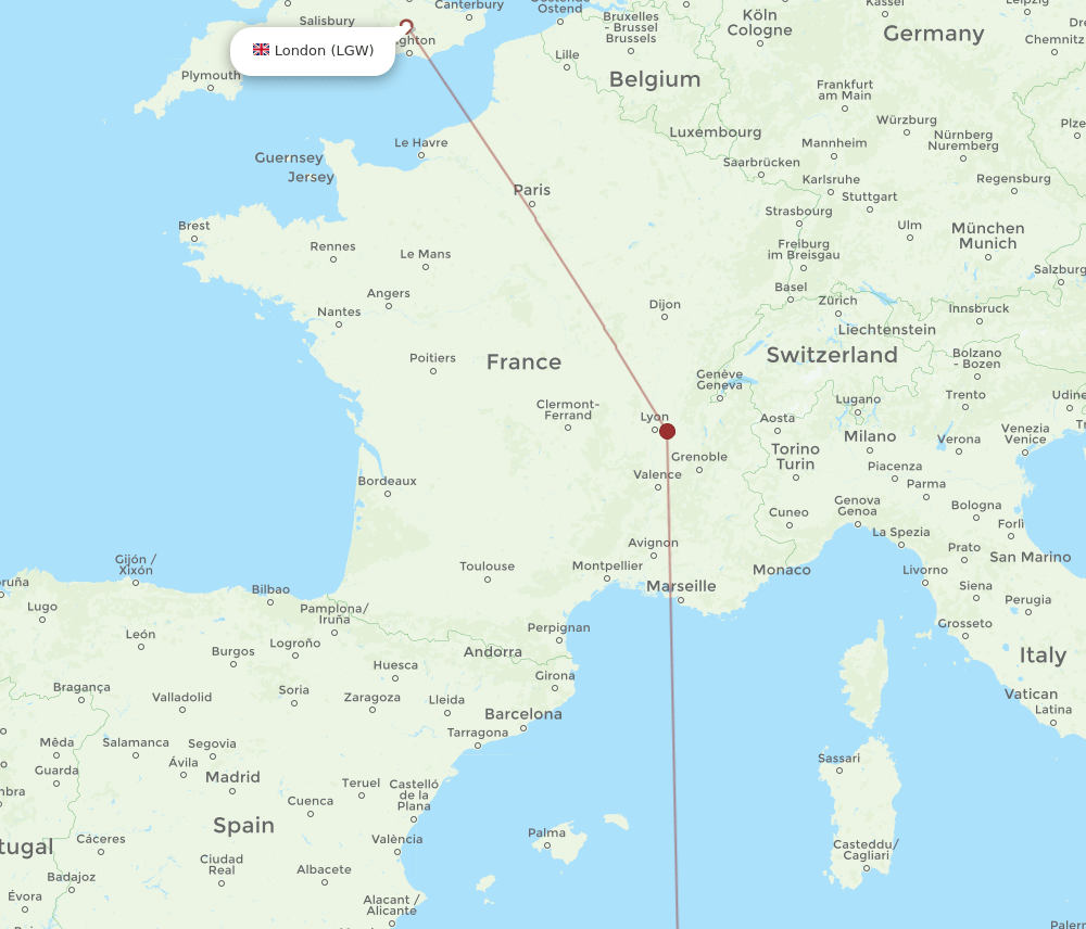 London - Setif route map and flight paths
