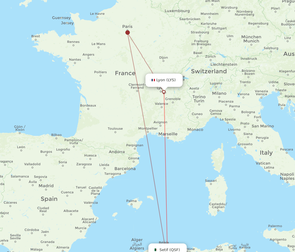 QSF-LYS flight routes
