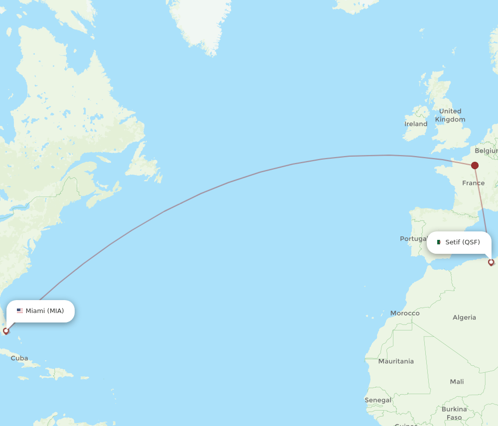 QSF-MIA flight routes