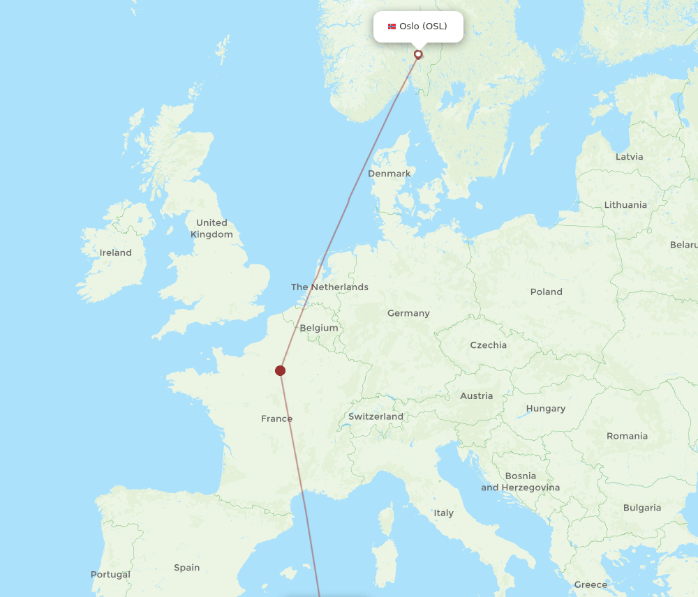 QSF-OSL flight routes
