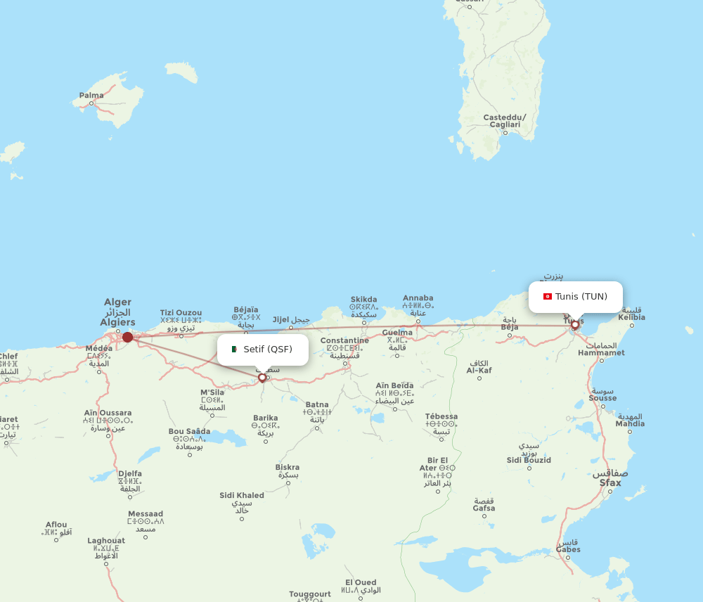 QSF-TUN flight routes