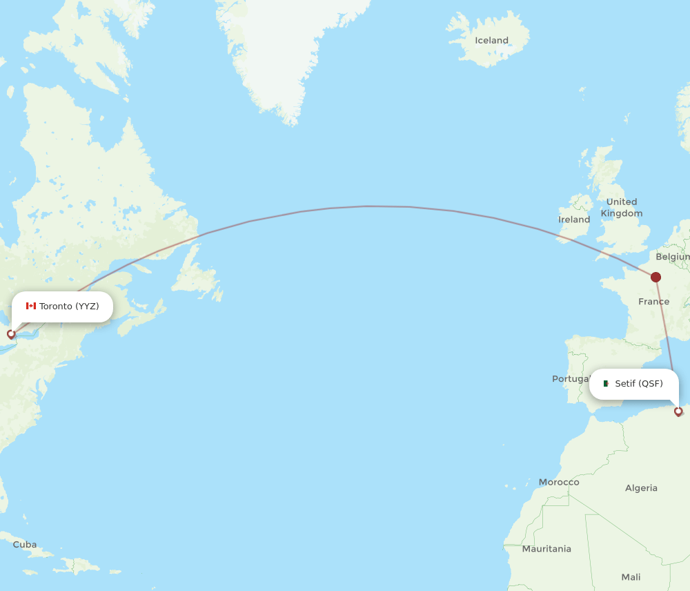 QSF-YYZ flight routes