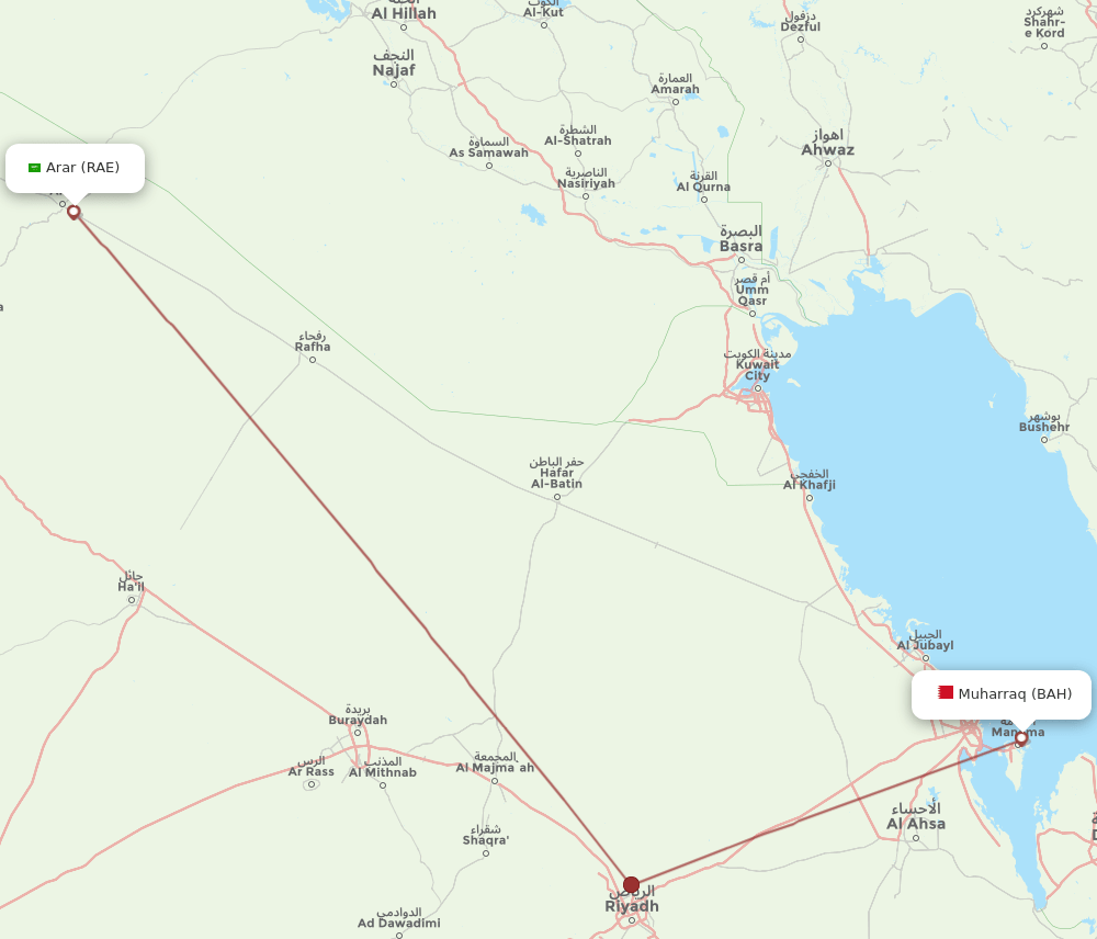 RAE-BAH flight routes