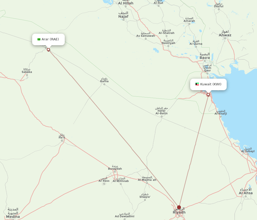 RAE-KWI flight routes