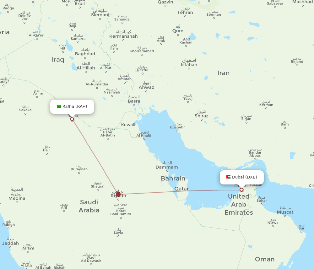 RAH-DXB flight routes