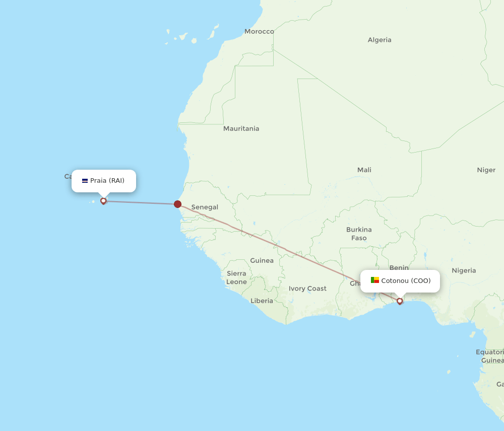 Cotonou - Praia route map and flight paths