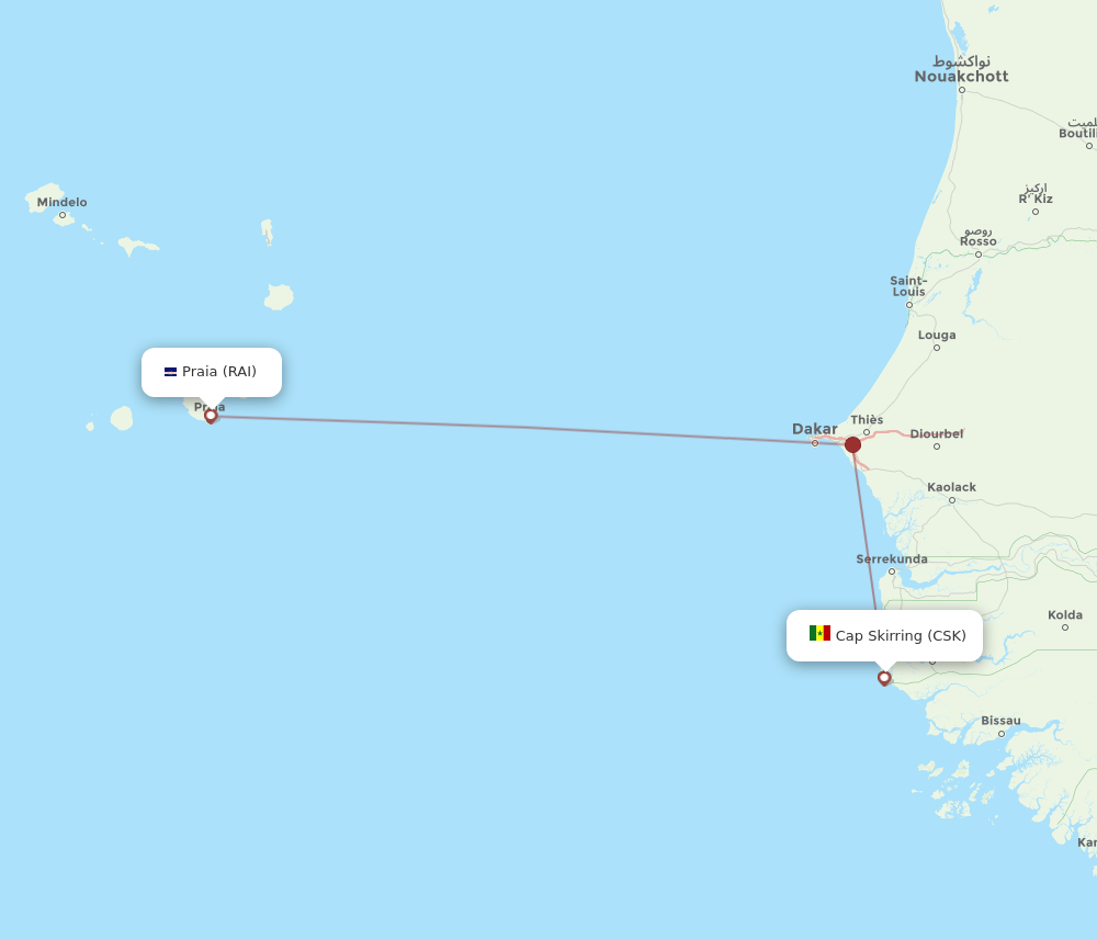 RAI-CSK flight routes