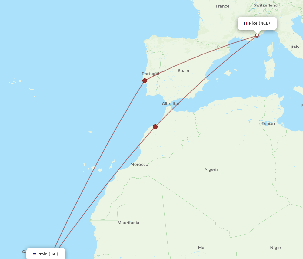 RAI-NCE flight routes