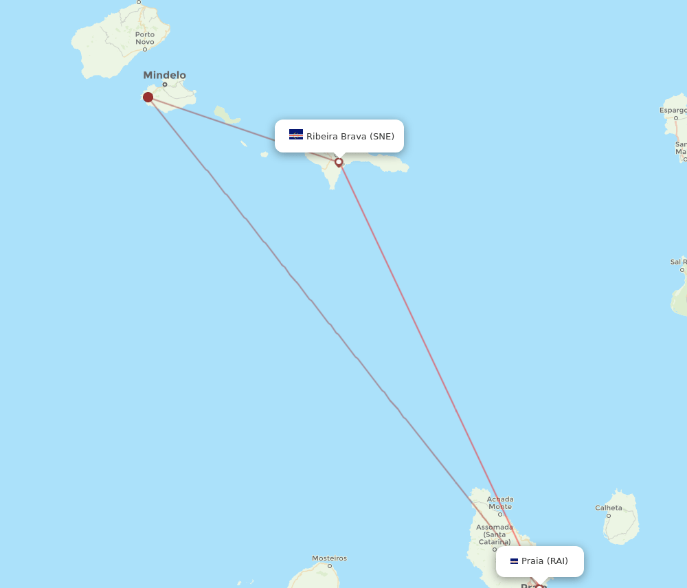 Sao Nicolau - Praia route map and flight paths
