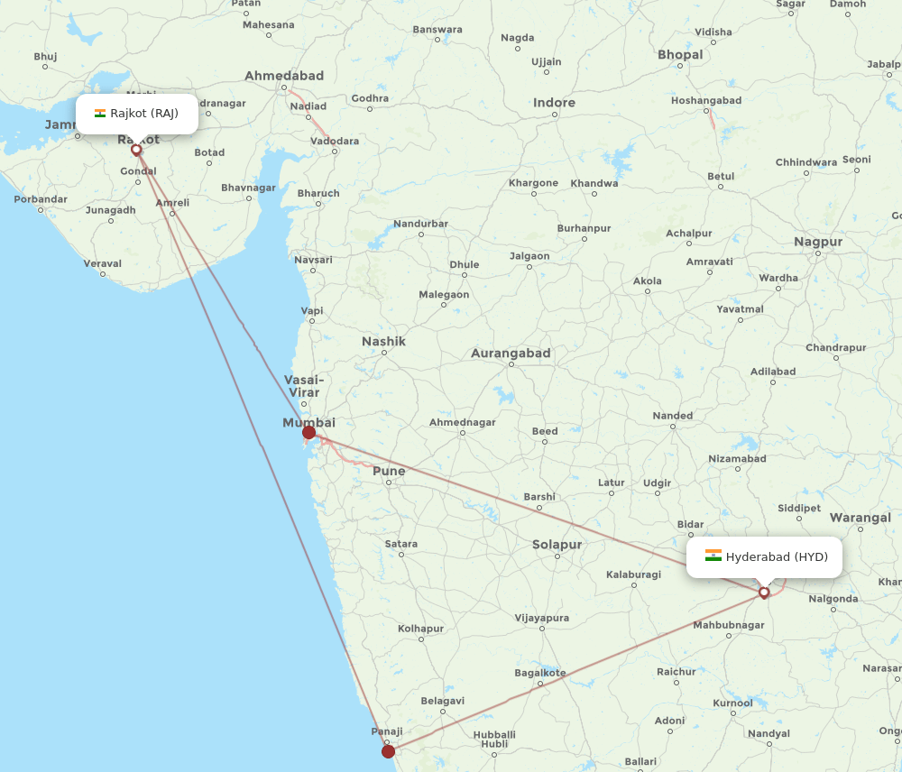 RAJ-HYD flight routes