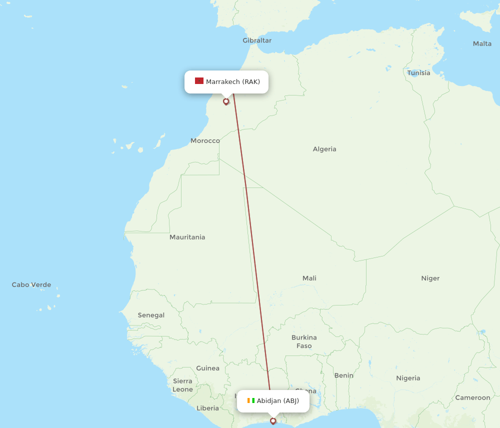 RAK-ABJ flight routes