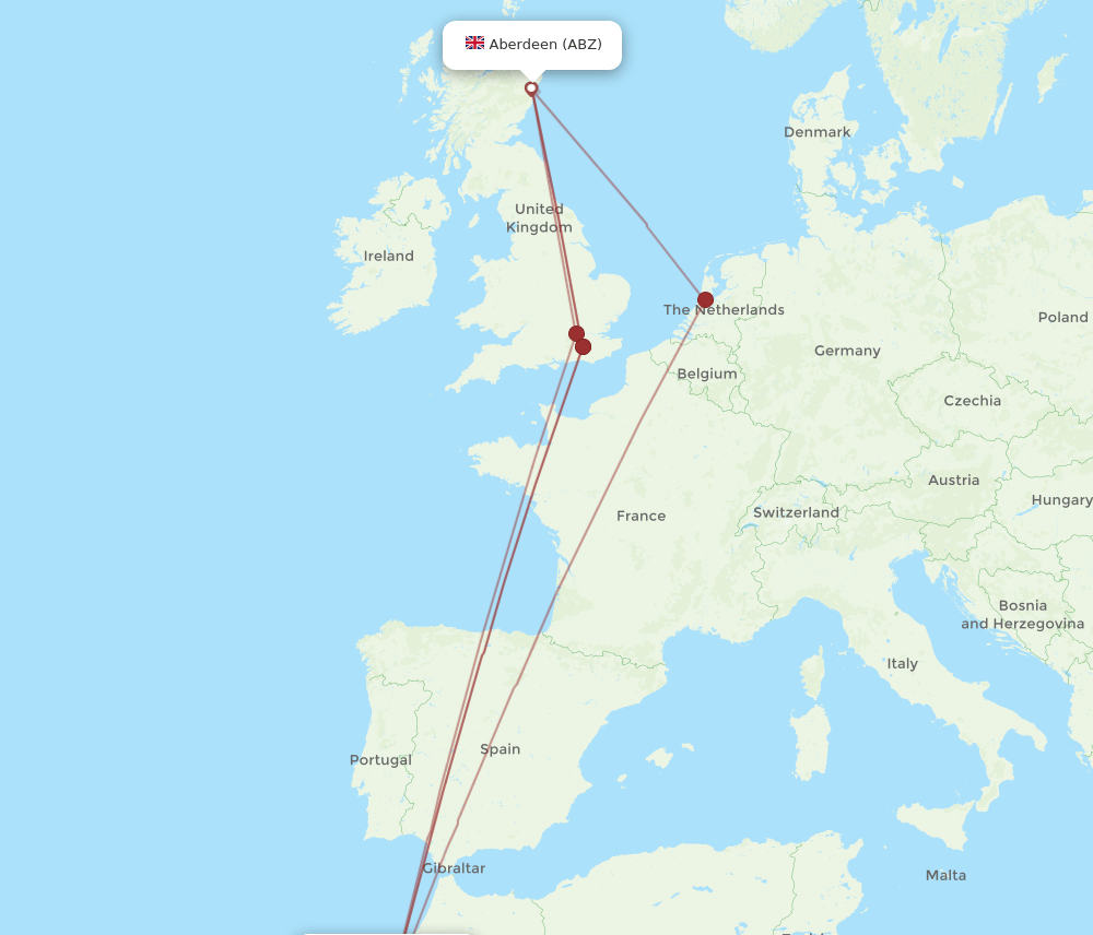 RAK to ABZ flights and routes map