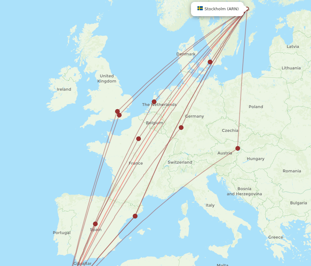 RAK-ARN flight routes
