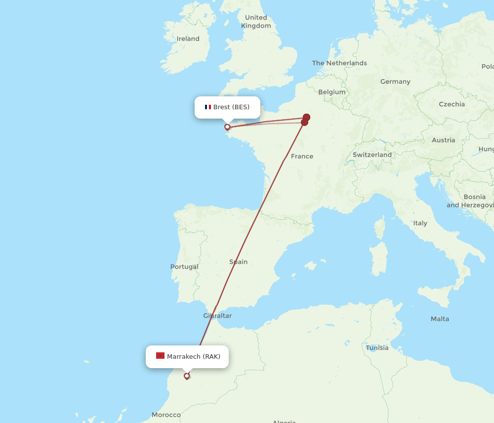 RAK-BES flight routes