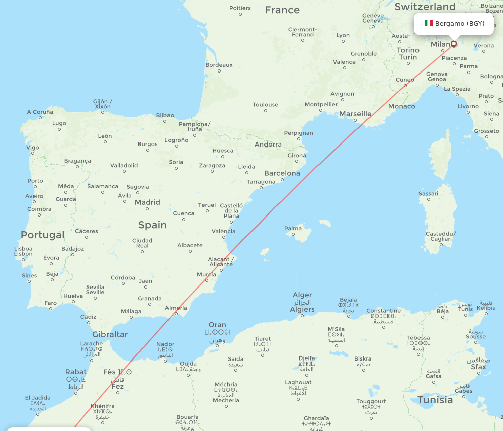 RAK-BGY flight routes