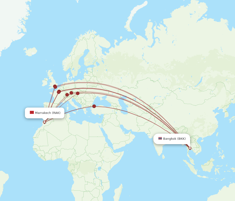 RAK-BKK flight routes