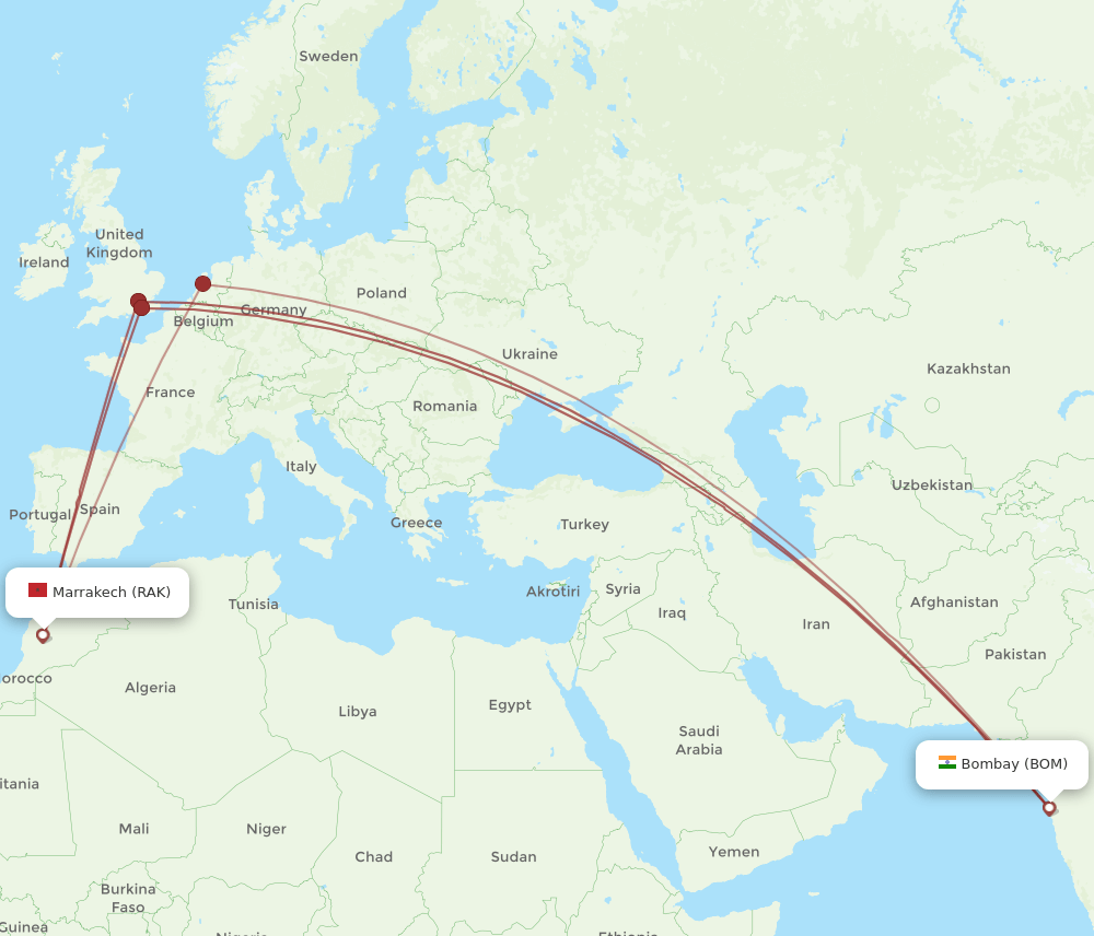 RAK-BOM flight routes