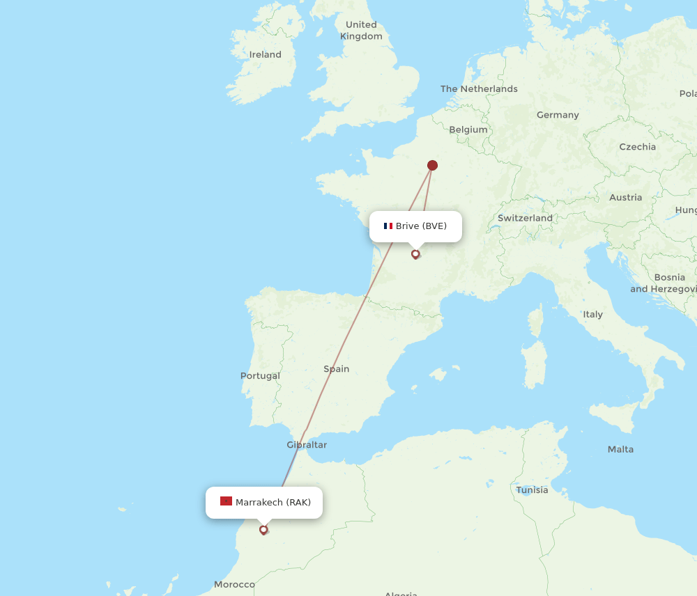 RAK to BVE flights and routes map