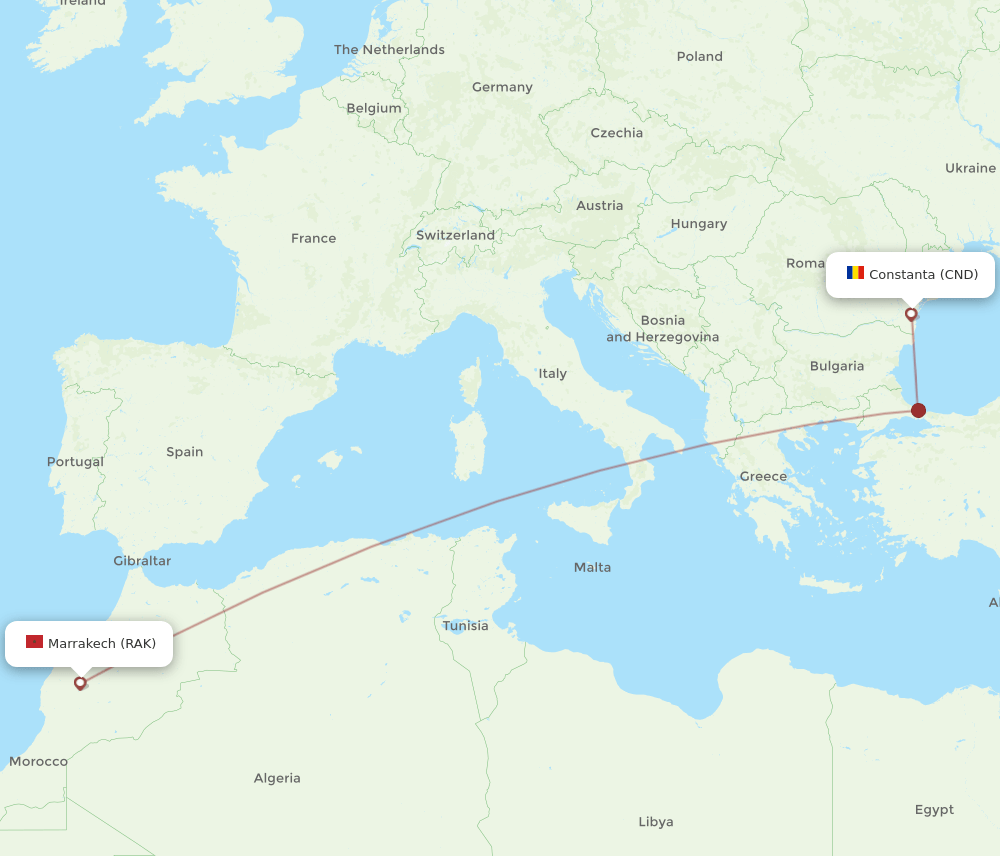 RAK to CND flights and routes map